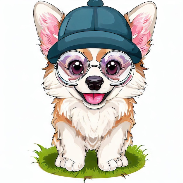 Charming Arctic Pawspective Husky Hat and Glasses Generative AI