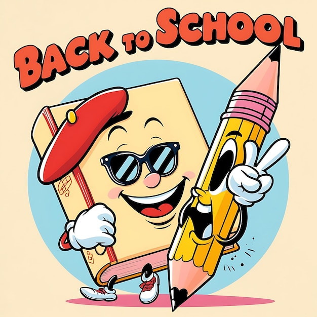 Charming BacktoSchool Illustration with Book and Pencil