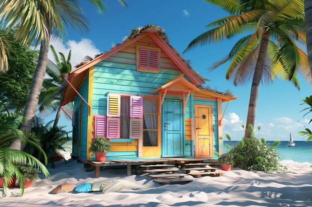 Charming beach cottages with colorful shutters oct