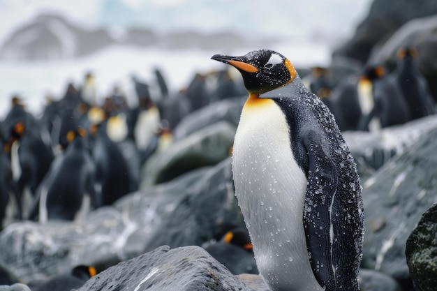 charming birds in their natural habitatWorld Penguin Day