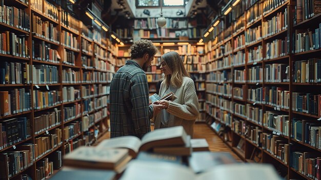 Photo charming bookstore with floortoceiling shelves