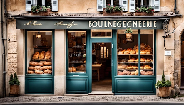 A charming boulangerie with baskets of freshly baked bread in the window 4 01