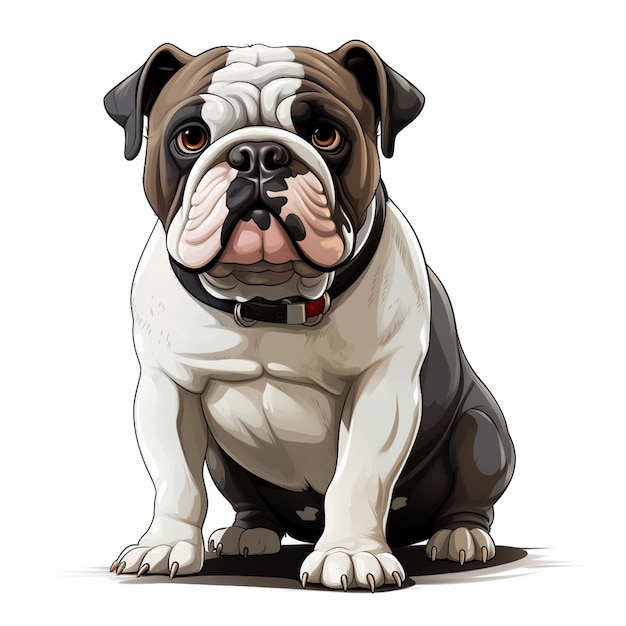 A charming bulldog seated with a sturdy posture showcasing its unique features and expressive eyes perfect for pet lovers