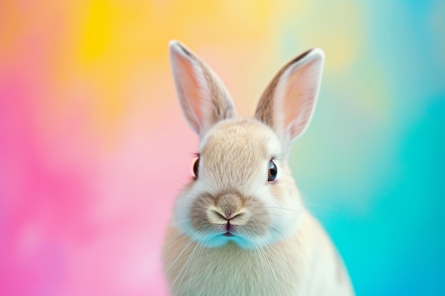 Charming Bunny Mesmerizes Against Lively Background PicturePerfect Symmetry And Space For Text