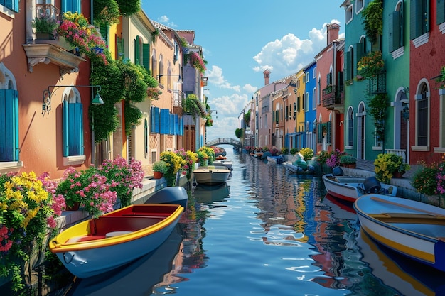 Charming canal scenes with colorful boats