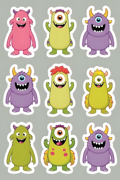 Photo charming cartoon monster sticker collection fullbody fun for all ages