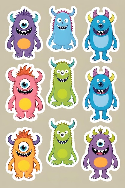 Photo charming cartoon monster sticker collection fullbody fun for all ages