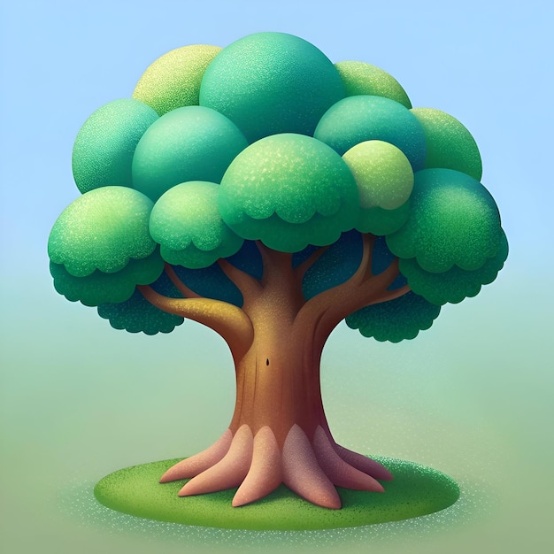 Photo a charming cartoon style 3d illustration of a catalpa tree with a whimsical rounded design