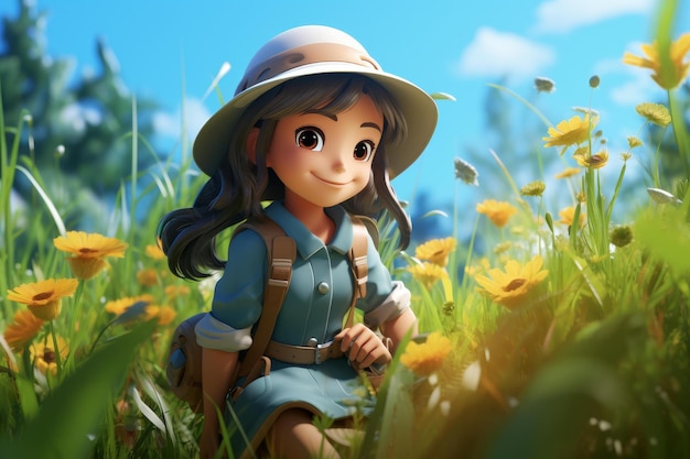 Charming character bio of a farmer girl with a beautiful face in a lovely background