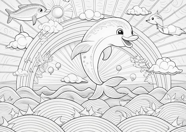 Photo charming creatures kids coloring book pages