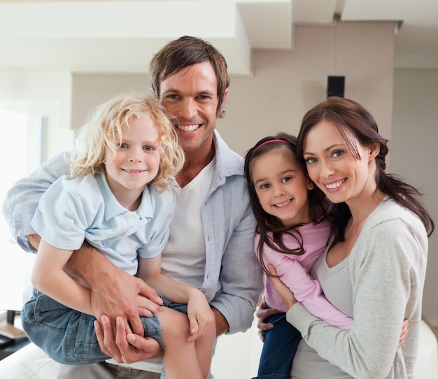 Charming family posing together