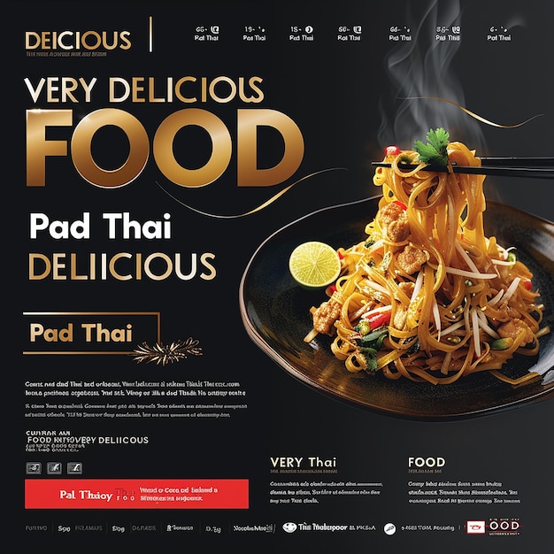 Photo a charming flyer for food features pad thai on it