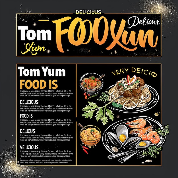 Photo the charming flyer for food features tom yum on the right