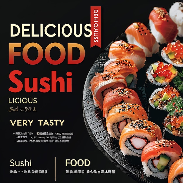 Photo charming flyer for food featuring signature sushi