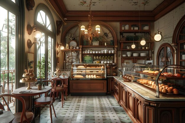 Photo a charming french boulangerie with fresh pastries