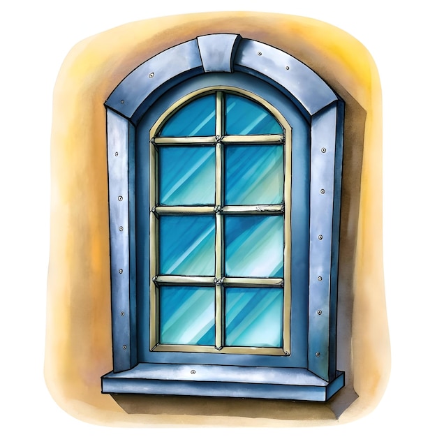 Photo a charming hand drawn illustration of an arched window with a rustic charm