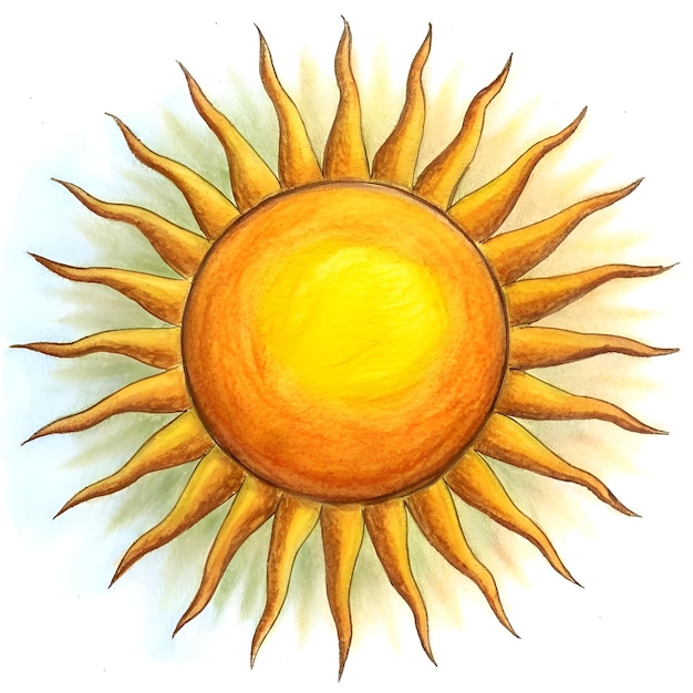 Photo a charming hand drawn illustration of the sun perfect for adding a warm and cheerful touch to your designs