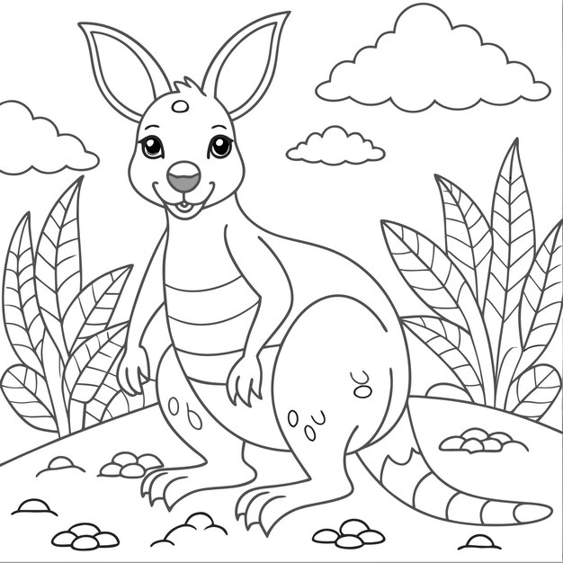 Photo charming kangaroo coloring page for kids and adults to enjoy