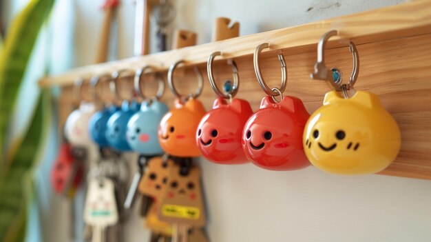 A charming key holder with cute faces keeping your keys organized with playful charm