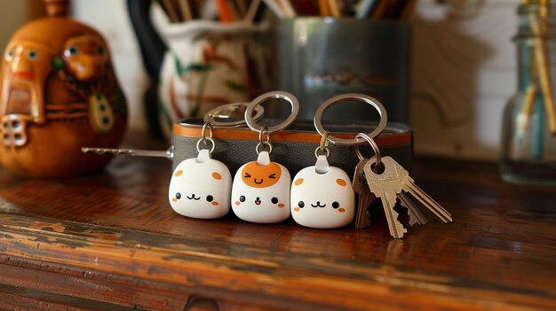 Photo a charming key holder with cute faces keeping your keys organized with playful charm