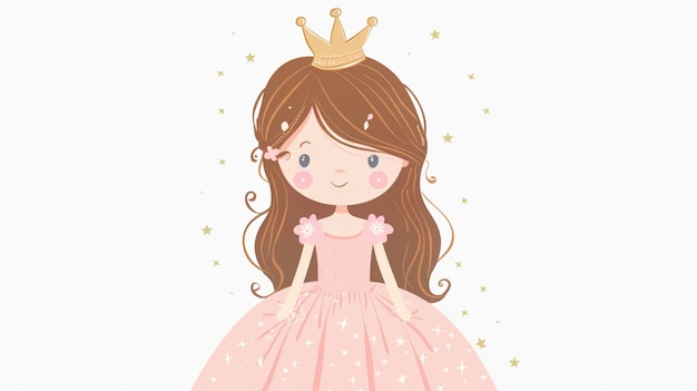 Charming and minimalist illustration of a princess in soft pastel hues