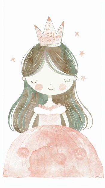 Photo charming and minimalist illustration of a princess in soft pastel hues