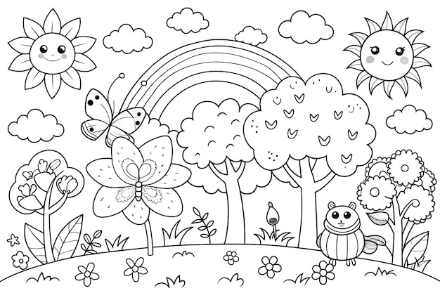 Photo charming nature coloring pages for kids fun and engaging activity cute nature coloring