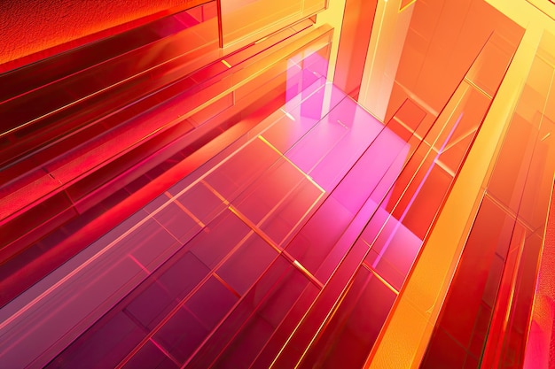 Charming Neon Art Abstract Geometric 3D Render with UV Light and Neon Lines