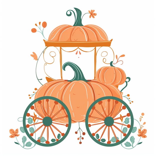 Charming nursery art of a pumpkin carriage