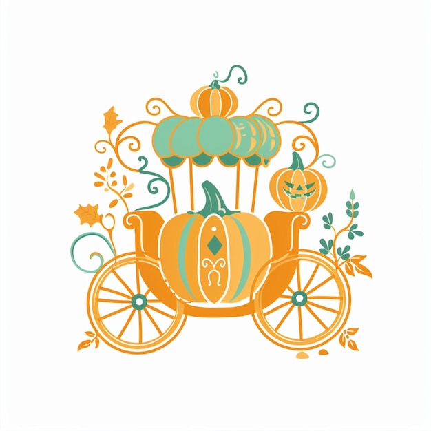 Charming nursery art of a pumpkin carriage