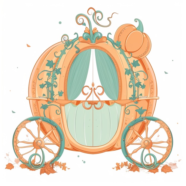 Photo charming nursery art of a pumpkin carriage