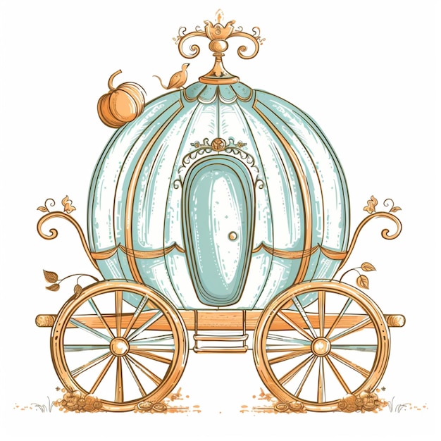 Charming nursery art of a pumpkin carriage