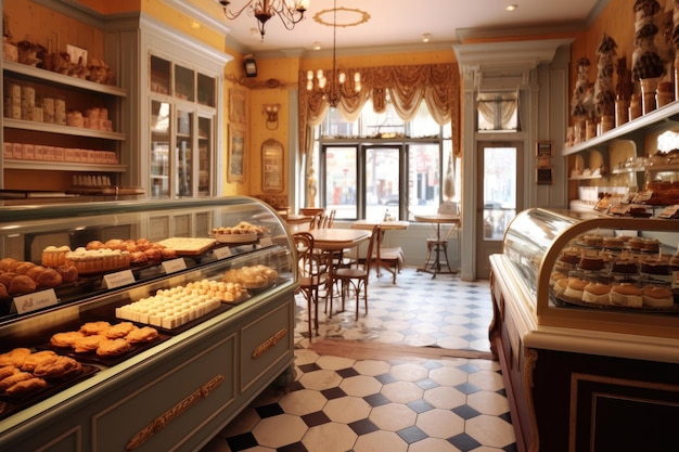 Charming pastry shop interior and decor created with generative ai