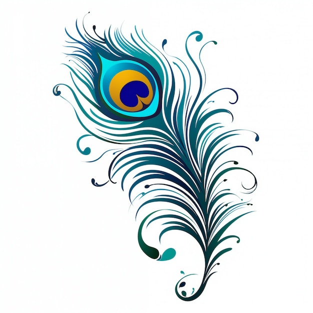 Charming Peacock Feathers on a White Canvas