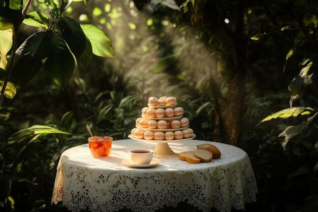 Photo charming picnic table setting