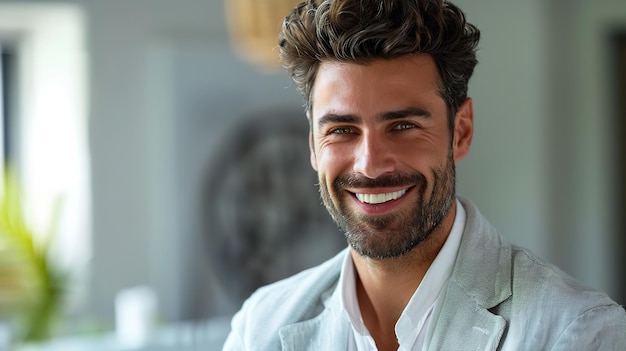 A charming picture of a stylish man grinning on a board Generative AI