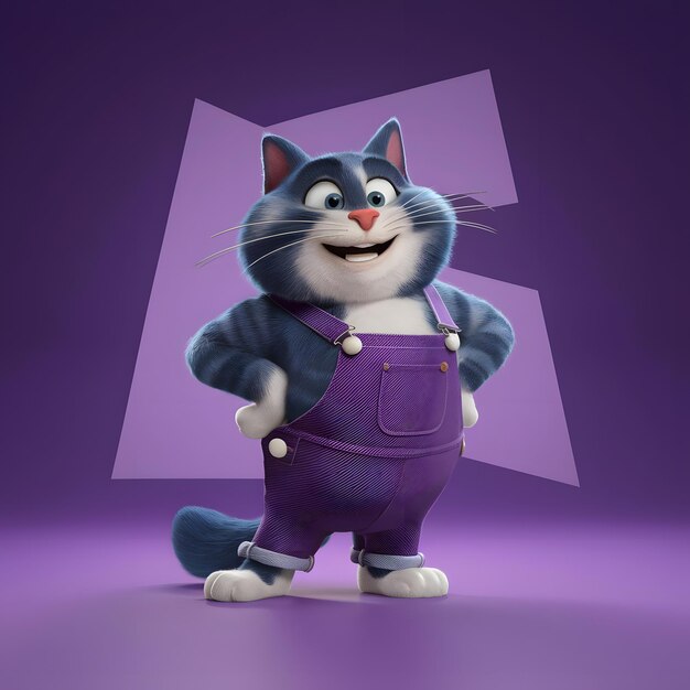 Photo a charming pixarstyle 3d render of a cartoon cat