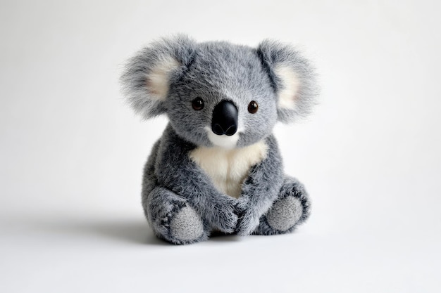 Photo a charming plush koala sits adorably on a minimalist backdrop exuding warmth and cuddly affection