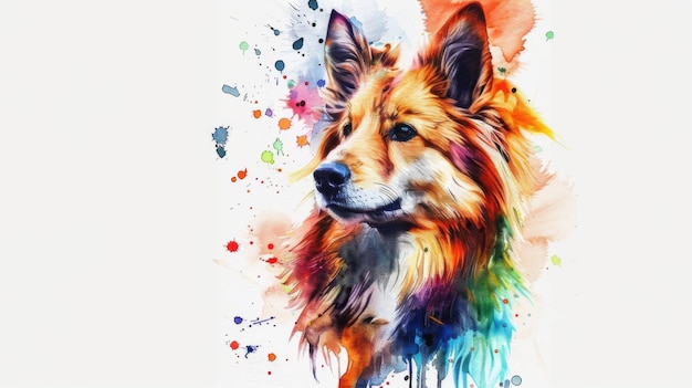 Charming Pomeranian Dog in Watercolor Portrait Art