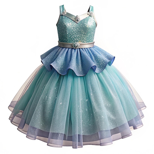 Charming Princess Tulle Party Dress for Girls Illustration Fashion