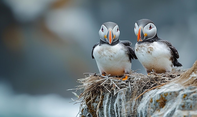 Charming Puffins Nesting on Coastal Cliffs