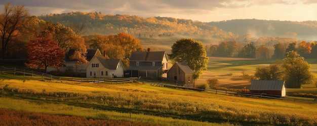 Photo charming rural farmhouse with green surroundings ideal for a serene countryside retreat aig59