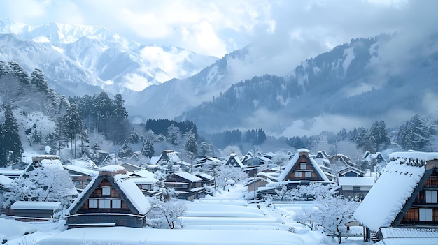 Charming Shirakawa go Village Blanketed in Pristine Winter Wonder