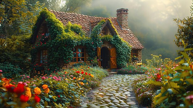 Charming Stone Cottage in a Lush Garden