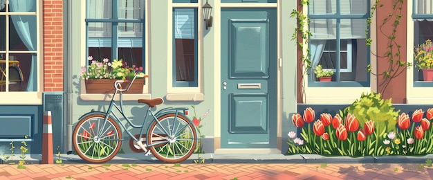 A Charming Street Corner Cartoon style