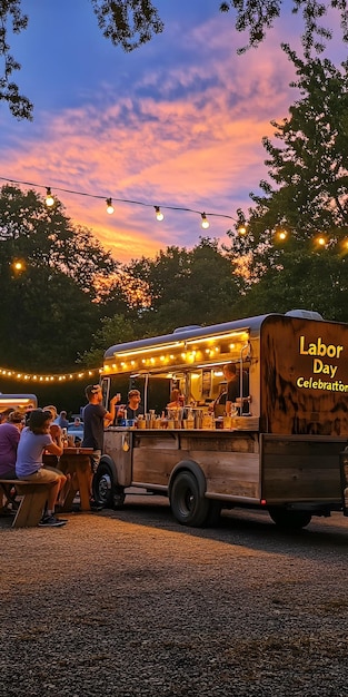 Charming street fair at sunset with live performances