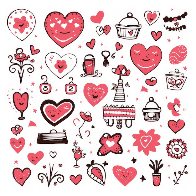 Charming Valentines Day Doodles and Heart Illustrations