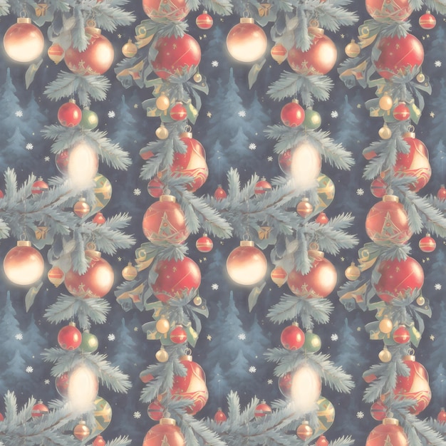 Charming vintage Christmas pattern with classic ornaments perfect for festive designs and crafts