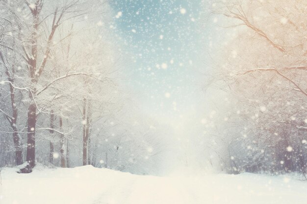 Charming Vintage Winter Background with Snowy Pathway