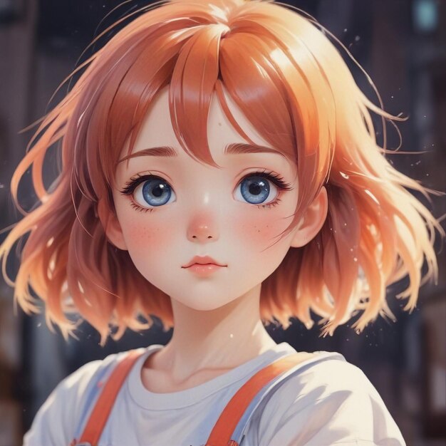 Charming Watercolor Anime Girl Adorable Illustration